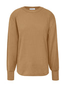 Blusa canelada com gola redonda e mangas de cava posta Biamar