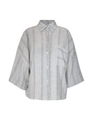 Camisa com padronagem em listras, botões e mangas de cava quadrada Biamar