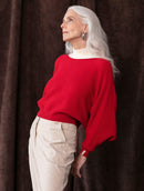 Blusa ampla canelada com gola canoa Biamar