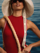 Vestido midi canelado com detalhe de cava Biamar