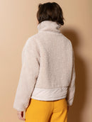 Jaqueta reversível com pele fake, bolsos e mangas de cava posta Biamar