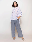 Camisa mullet em algodão com bordados, botões e mangas de cava quadrada Biamar